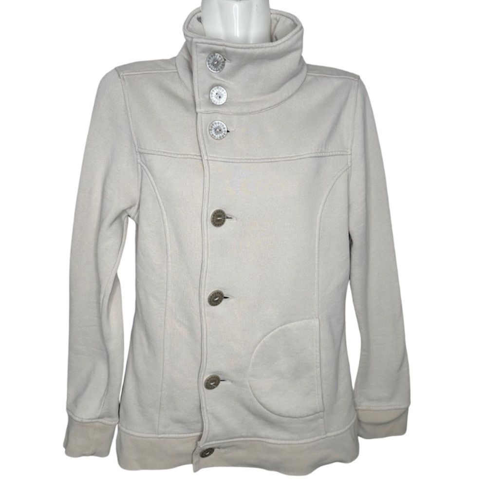 TWIK | High Neck Cream Button Jacket Small